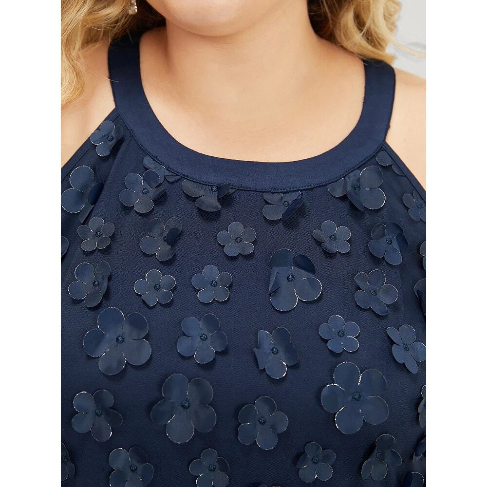 BloomChic Navy Floral Appliqué Dress 3X (22/24) NWT w/ Pockets - Picture 5 of 10